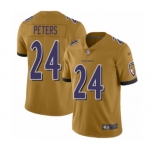 Men's Baltimore Ravens #24 Marcus Peters Limited Gold Inverted Legend Football Jersey