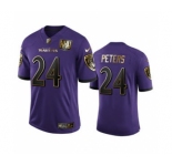 Men's Baltimore Ravens #24 Marcus Peters Purple Team 25th Season Golden Limited Football Jersey