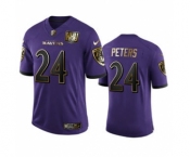 Men's Baltimore Ravens #24 Marcus Peters Purple Team 25th Season Golden Limited Football Jersey