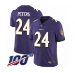 Men's Baltimore Ravens #24 Marcus Peters Purple Team Color Vapor Untouchable Limited Player 100th Season Football Jersey