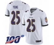 Men's Baltimore Ravens #25 Tavon Young White Vapor Untouchable Limited Player 100th Season Football Jersey