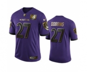 Men's Baltimore Ravens #27 J.K. Dobbins Purple Team 25th Season Golden Limited Football Jersey
