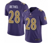 Men's Baltimore Ravens #28 Justin Bethel Limited Purple Rush Vapor Untouchable Football Jersey
