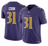Men's Baltimore Ravens #31 Dalvin Cook Purple 2024 F.U.S.E. Color Rush Vapor Limited Football Stitched Jersey