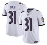 Men's Baltimore Ravens #31 Dalvin Cook White Vapor Limited Football Stitched Jersey