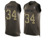 Men's Baltimore Ravens #34 Anthony Averett Limited Green Salute to Service Tank Top Football Jersey