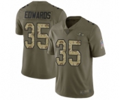 Men's Baltimore Ravens #35 Gus Edwards Limited Olive Camo Salute to Service Football Jersey