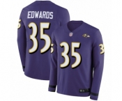 Men's Baltimore Ravens #35 Gus Edwards Limited Purple Therma Long Sleeve Football Jersey