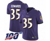Men's Baltimore Ravens #35 Gus Edwards Purple Team Color Vapor Untouchable Limited Player 100th Season Football Jersey