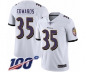 Men's Baltimore Ravens #35 Gus Edwards White Vapor Untouchable Limited Player 100th Season Football Jersey