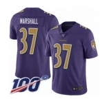 Men's Baltimore Ravens #37 Iman Marshall Limited Purple Rush Vapor Untouchable 100th Season Football Jersey