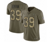 Men's Baltimore Ravens #39 Tyler Ervin Limited Olive Camo Salute to Service Football Jersey