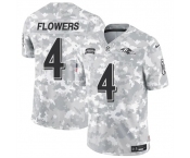 Men's Baltimore Ravens #4 Zay Flowers 2024 F.U.S.E. Arctic Camo Salute to Service Limited Football Stitched Jersey