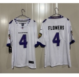 Men's Baltimore Ravens #4 Zay Flowers White 2026 Alternate Vapor Limited Football Stitched Jersey