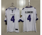 Men's Baltimore Ravens #4 Zay Flowers White 2026 Alternate Vapor Limited Football Stitched Jersey