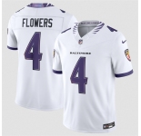 Men's Baltimore Ravens #4 Zay Flowers White 2026 F.U.S.E. Vapor Stitched Limited Football Jersey