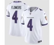 Men's Baltimore Ravens #4 Zay Flowers White 2026 F.U.S.E. Vapor Stitched Limited Football Jersey