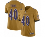 Men's Baltimore Ravens #40 Kenny Young Limited Gold Inverted Legend Football Jersey