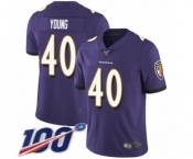 Men's Baltimore Ravens #40 Kenny Young Purple Team Color Vapor Untouchable Limited Player 100th Season Football Jersey