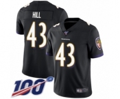 Men's Baltimore Ravens #43 Justice Hill Black Alternate Vapor Untouchable Limited Player 100th Season Football Jersey