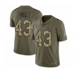 Men's Baltimore Ravens #43 Justice Hill Limited Olive Camo Salute to Service Football Jersey