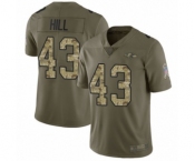 Men's Baltimore Ravens #43 Justice Hill Limited Olive Camo Salute to Service Football Jersey