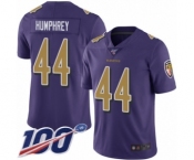 Men's Baltimore Ravens #44 Marlon Humphrey Limited Purple Rush Vapor Untouchable 100th Season Football Jersey