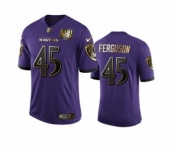 Men's Baltimore Ravens #45 Jaylon Ferguson Purple Team 25th Season Golden Limited Football Jersey