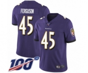 Men's Baltimore Ravens #45 Jaylon Ferguson Purple Team Color Vapor Untouchable Limited Player 100th Season Football Jersey