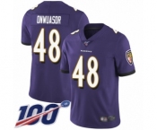 Men's Baltimore Ravens #48 Patrick Onwuasor Purple Team Color Vapor Untouchable Limited Player 100th Season Football Jersey