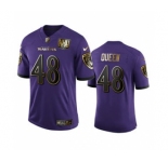Men's Baltimore Ravens #48 Patrick Queen Purple Team 25th Season Golden Limited Football Jersey