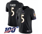 Men's Baltimore Ravens #5 Joe Flacco Black Alternate Vapor Untouchable Limited Player 100th Season Football Jersey