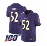 Men's Baltimore Ravens #52 Ray Lewis Purple Team Color Vapor Untouchable Limited Player 100th Season Football Jersey