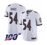 Men's Baltimore Ravens #54 Tyus Bowser White Vapor Untouchable Limited Player 100th Season Football Jersey