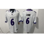 Men's Baltimore Ravens #6 Ja'Kobi Lane White 2026 F.U.S.E. Vapor Stitched Limited Football Stitched Jersey