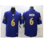Men's Baltimore Ravens #6 Patrick Queen Nike Purple Gold Limited Player Jersey