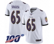 Men's Baltimore Ravens #65 Nico Siragusa White Vapor Untouchable Limited Player 100th Season Football Jersey
