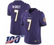 Men's Baltimore Ravens #7 Trace McSorley Purple Team Color Vapor Untouchable Limited Player 100th Season Football Jersey