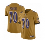 Men's Baltimore Ravens #70 Ben Powers Limited Gold Inverted Legend Football Jersey