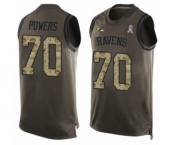 Men's Baltimore Ravens #70 Ben Powers Limited Green Salute to Service Tank Top Football Jersey