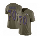 Men's Baltimore Ravens #70 Ben Powers Limited Olive 2017 Salute to Service Football Jersey