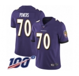 Men's Baltimore Ravens #70 Ben Powers Purple Team Color Vapor Untouchable Limited Player 100th Season Football Jersey