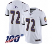 Men's Baltimore Ravens #72 Alex Lewis White Vapor Untouchable Limited Player 100th Season Football Jersey