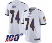Men's Baltimore Ravens #74 James Hurst White Vapor Untouchable Limited Player 100th Season Football Jersey