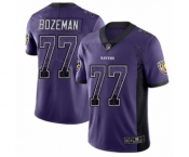 Men's Baltimore Ravens #77 Bradley Bozeman Limited Purple Rush Drift Fashion Football Jersey