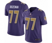 Men's Baltimore Ravens #77 Bradley Bozeman Limited Purple Rush Vapor Untouchable Football Jersey