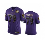 Men's Baltimore Ravens #79 Ronnie Stanley Purple Team 25th Season Golden Limited Football Jersey