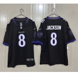 Men's Baltimore Ravens #8 Lamar Jackson Black 2026 Alternate Vapor Limited Football Stitched Jersey
