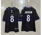 Men's Baltimore Ravens #8 Lamar Jackson Black 2026 Alternate Vapor Limited Football Stitched Jersey