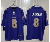 Men's Baltimore Ravens #8 Lamar Jackson Purple 2026 Alternate Vapor Limited Football Stitched Jersey
